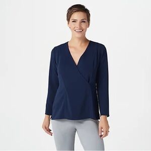 Linea by Louis Dell'Olio Wrapover Pullover Blouse